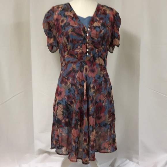 Lucid-Pink Dresses & Skirts - Lucid-Pink Sheer Floral Dress Size Medium